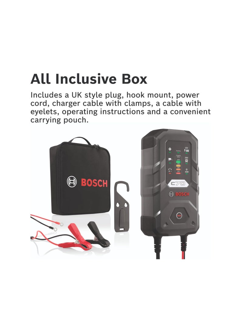 BOSCH BOSCH 12V/24V C70-B Lead Acid Battery Charger for Cars and Trucks  - Image 5