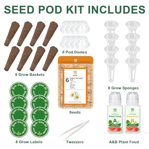 HiHOYA Lavender Seed Pod Kit, 8 Pod Kit (Include Seed Lavender/Chamomile/Holy Basil/Borage/Calendula/Mint) Fresh Tea Seed Pod Kit Compatible with Hydroponics - Image 3
