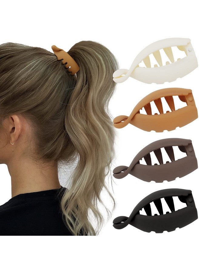 Hapdoo 4Pcs Small Hair Claw Clips For High Ponytail Matte Banana Clips Hair Strong Hold Ponytail Bun Holder Mini Hair Jaw Clips Barrettes Styling Accessories For Fine Hair Women Girls - Image 2