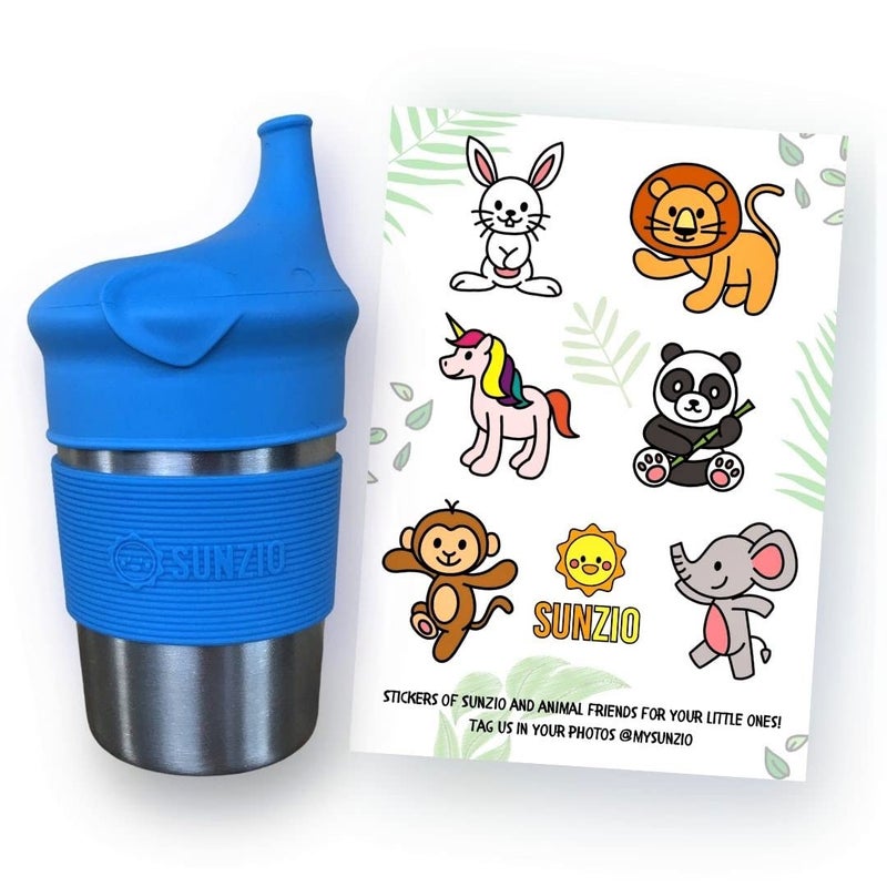 SUNZIO Sippy Cups for Toddlers and Kids, Stainless Steel Sippy Cup with Straw with Silicone Lids, BPA Free, Plastic Free, Break Proof Easy To Grip Soft Spout Cup for Babies, 10 oz, 4 Pack - Image 4