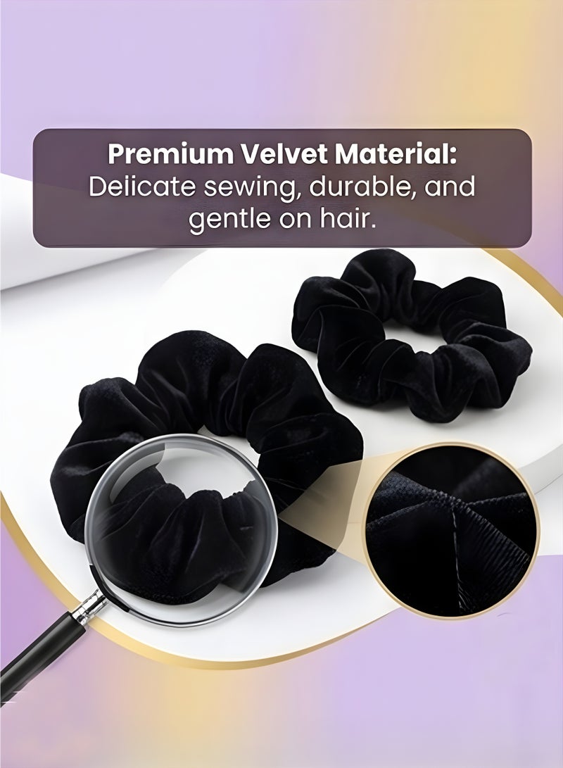 Lelet Elastic Hair Bands for Girls & Women 5Pcs Soft Elastic Hair Scrunchies – Stretchable Ponytail Holders – Soft Velvet Elastic Hair Ties – 4 Inch Size – Ideal for Teens & Ladies – Black - Image 2