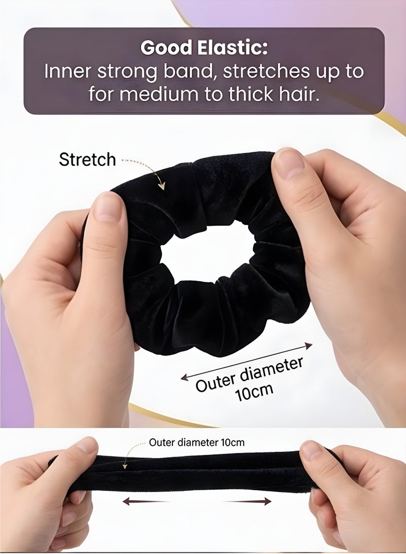 Lelet Elastic Hair Bands for Girls & Women 5Pcs Soft Elastic Hair Scrunchies – Stretchable Ponytail Holders – Soft Velvet Elastic Hair Ties – 4 Inch Size – Ideal for Teens & Ladies – Black - Image 3