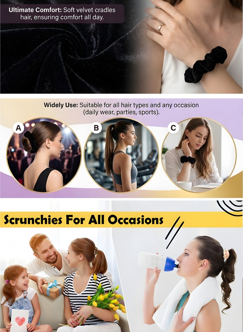 Lelet Elastic Hair Bands for Girls & Women 5Pcs Soft Elastic Hair Scrunchies – Stretchable Ponytail Holders – Soft Velvet Elastic Hair Ties – 4 Inch Size – Ideal for Teens & Ladies – Black - Image 4