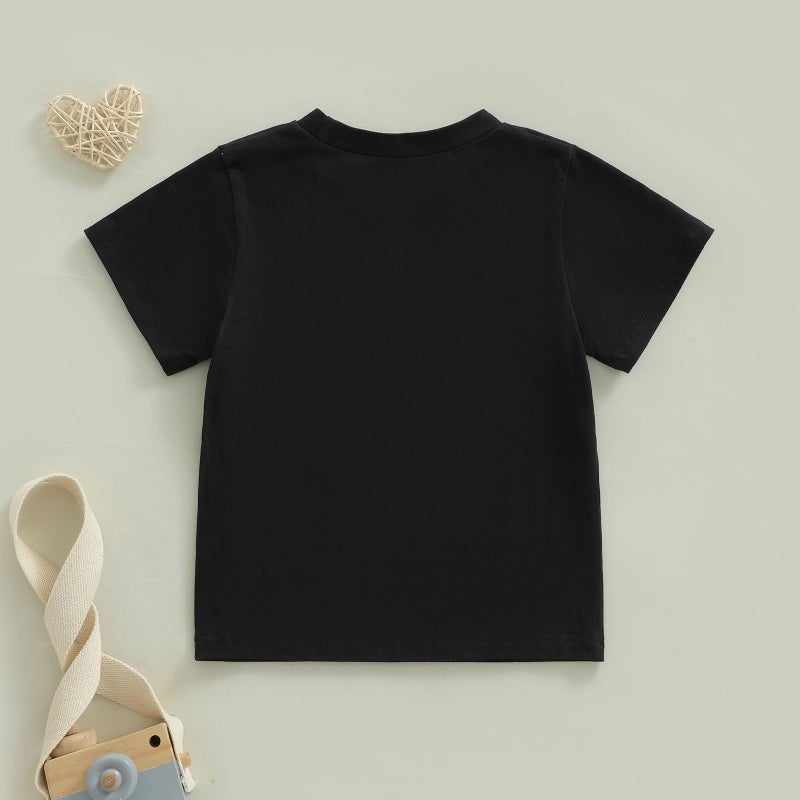 Douhoow Boys 100 Days of School Shirt Letter Print Short Sleeve Toddler Boy Tshirts 100th Day of School Shirt for Kids (Black B, 5-6 Years) - Image 5