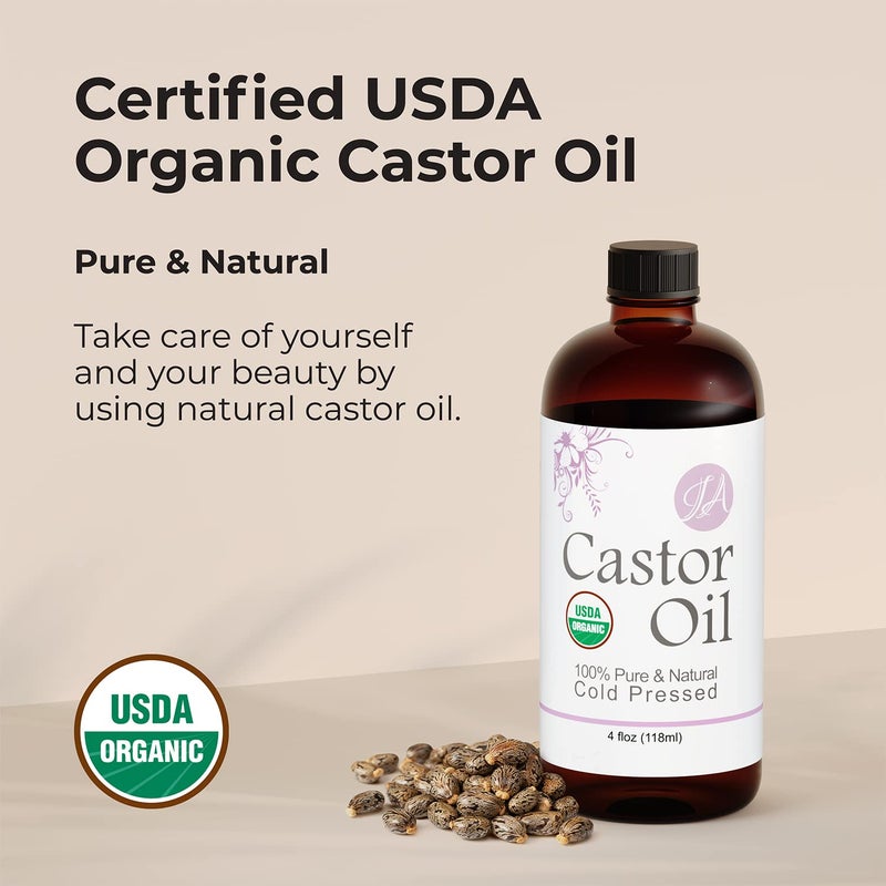 Healing Solutions زيوت حلول الشفاء - 4 أونصة زيت الخروع العضوي النقي الطبيعي، مضغوط على البارد، خالي من الهكسان والمواد الكيميائية، حل طبيعي، سيروم للرموش، يحفز النمو للشعر، الرموش، الحواجب، فروة الرأس واللحية - 118 مل - Image 4