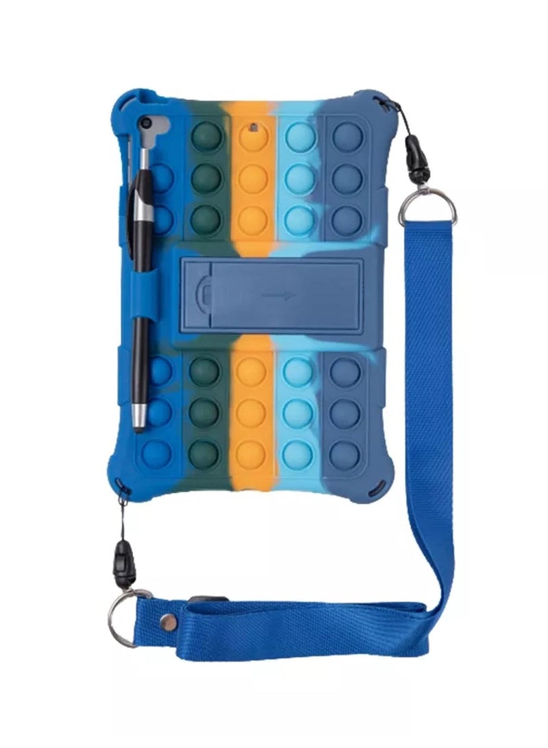 Soft Bubble Case for Lenovo Tab M10 HD 2nd Gen TB-X306F/X Tablet Stand Case Cover+Rope Capacitance Pen (Colorful Dark Blue) - Image 4