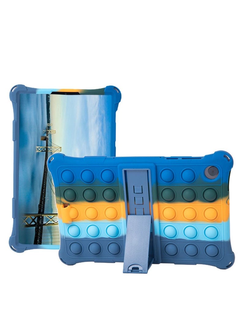 Soft Bubble Case for Lenovo Tab M10 HD 2nd Gen TB-X306F/X Tablet Stand Case Cover+Rope Capacitance Pen (Colorful Dark Blue) - Image 2