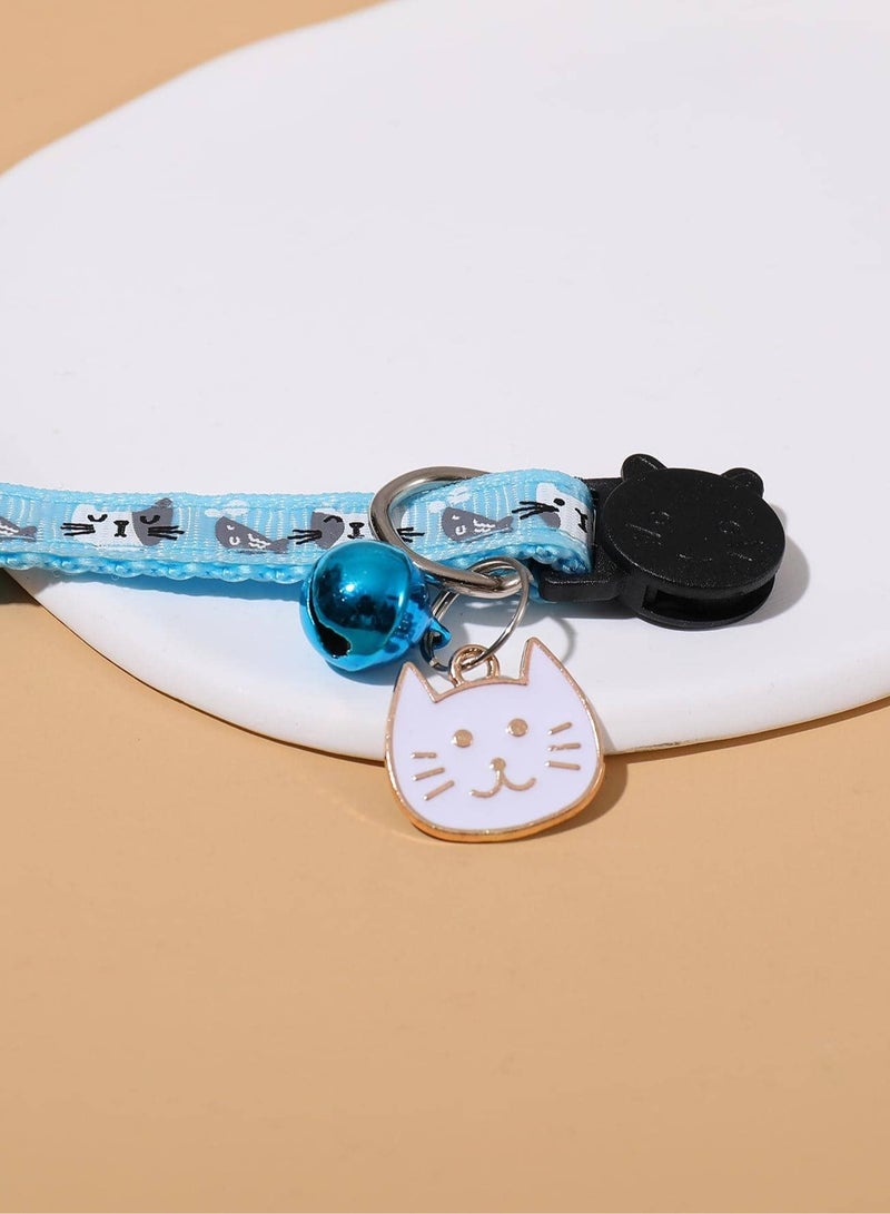 طوق للقطط المنزلية مع جرس وقلادة لطيفة -ازرق - Image 3