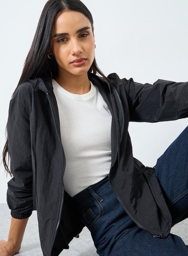 ستايلي جاكيت مقاوم للرياح بتفاصيل سحاب - Image 1