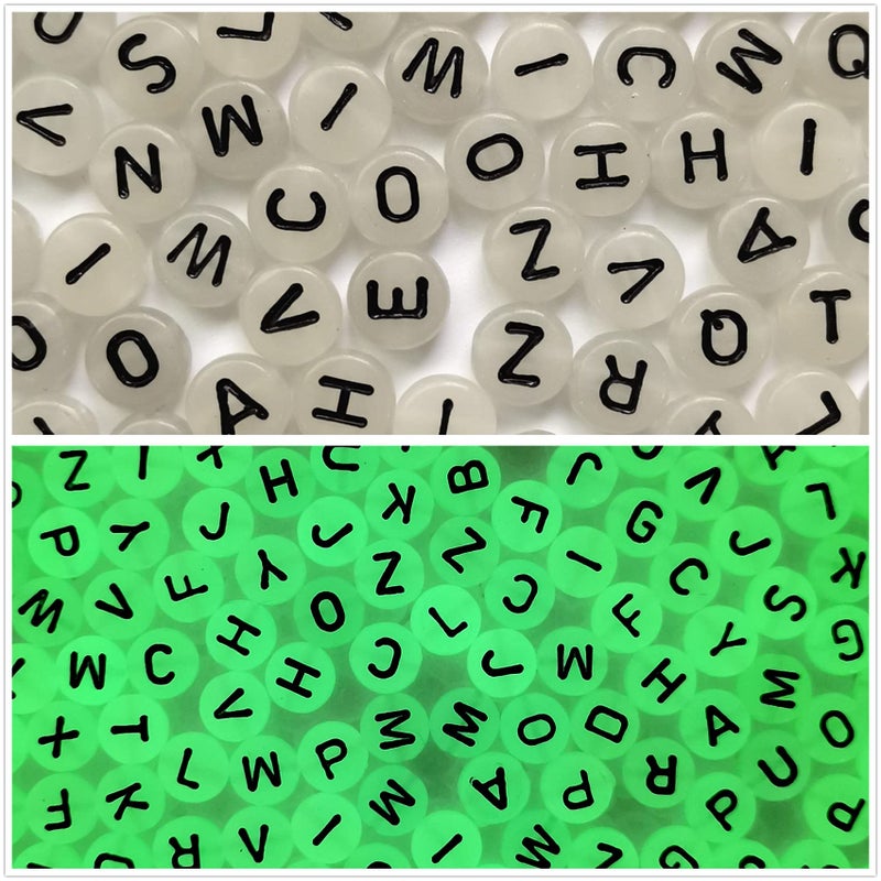 Amaney 600 Pieces 47mm Alphabet Letter Beads AZ Glow in The Dark for Jewelry Making
