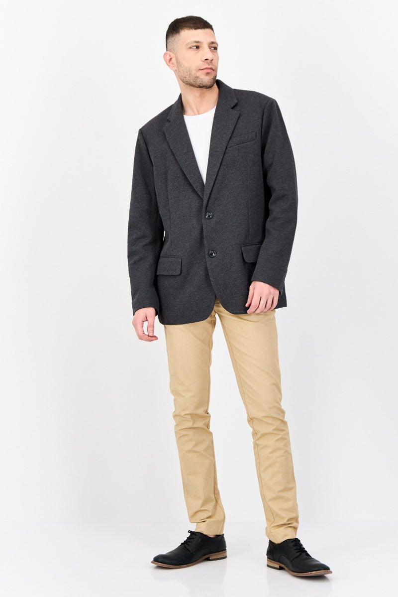 ESPRIT Men Regular Fit Textured Semi-Formal Blazer, Dark Grey - Image 4