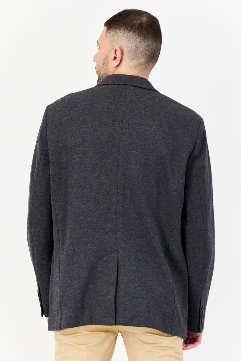 ESPRIT Men Regular Fit Textured Semi-Formal Blazer, Dark Grey - Image 3