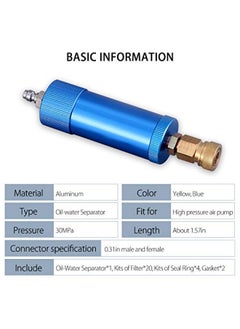 Creation Core High Pressure PCP Hand Pump Air Filter Water-Oil Sparator with Female and Male Quick Connect for High Pressure Air Compressor Pump 30Mpa Blue  - Image 2