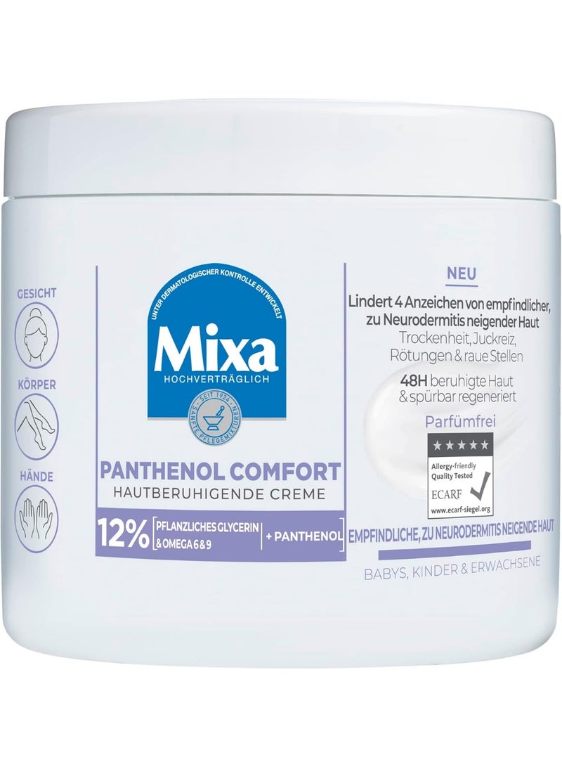 Mixa Care Cream for Dry, Sensitive and Neurodermatitis-prone Skin, Wound Healing Cream for Redness and Itching, with Panthenol, Panthenol Comfort, 400 ml