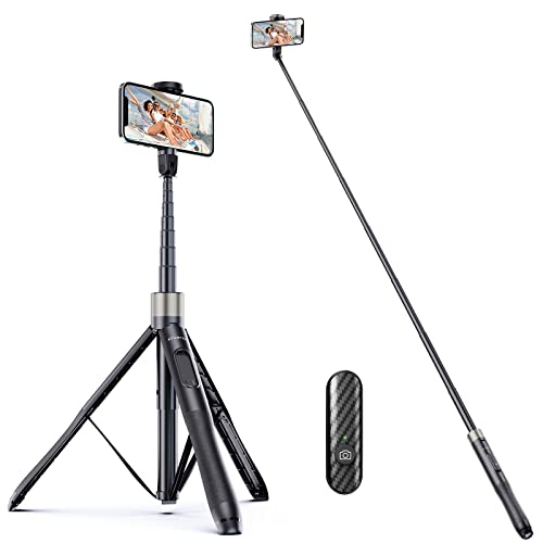 ATUMTEK 65" Selfie Stick Tripod, All in One Extendable Phone Tripod Stand with Bluetooth Remote 360° Rotation for iPhone and Android Phone Selfies, Video Recording, Vlogging, Live Streaming, Black - Image 1