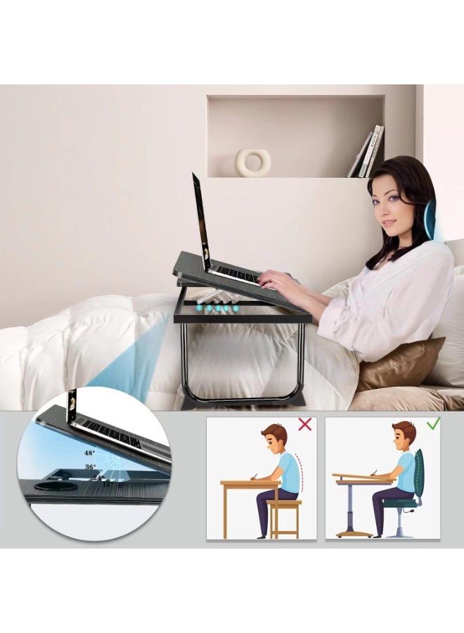 Bukela Laptop Desk for Bed Couch,Lap Desk for Laptop,Portable Laptop Stand for Desk,Small Adjustable Laptop Desk,Foldable Bed Table for Laptops and Writing, Bed Tray Table with Cup Holder(Black) - Image 2