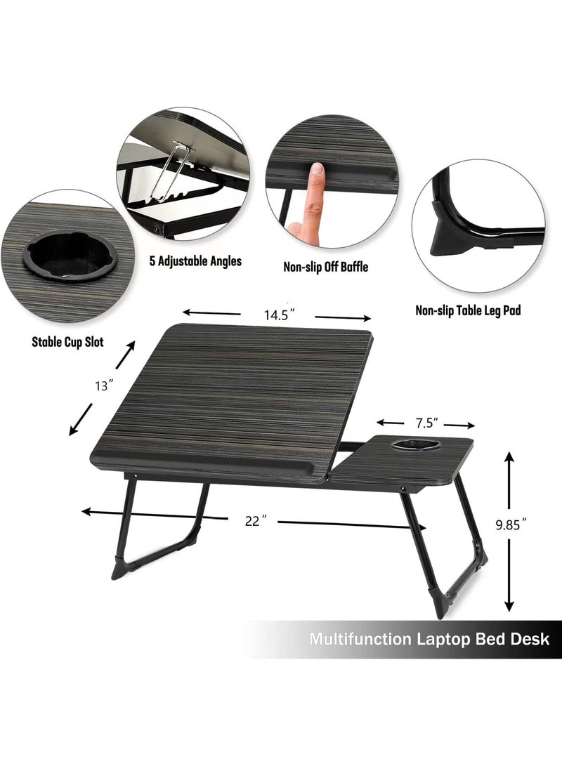 Bukela Laptop Desk for Bed Couch,Lap Desk for Laptop,Portable Laptop Stand for Desk,Small Adjustable Laptop Desk,Foldable Bed Table for Laptops and Writing, Bed Tray Table with Cup Holder(Black) - Image 4