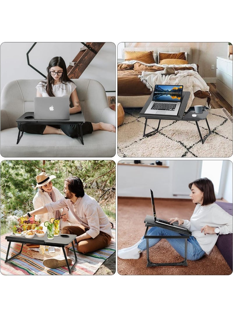 Bukela Laptop Desk for Bed Couch,Lap Desk for Laptop,Portable Laptop Stand for Desk,Small Adjustable Laptop Desk,Foldable Bed Table for Laptops and Writing, Bed Tray Table with Cup Holder(Black) - Image 5