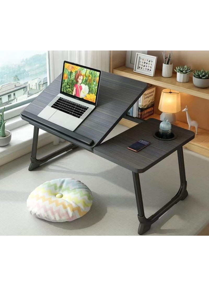 Bukela Laptop Desk for Bed Couch,Lap Desk for Laptop,Portable Laptop Stand for Desk,Small Adjustable Laptop Desk,Foldable Bed Table for Laptops and Writing, Bed Tray Table with Cup Holder(Black) - Image 1