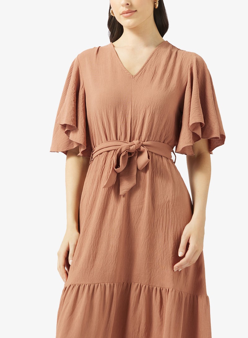 Ripples Ladies Long Dress With Ruffle Sleeves - Image 3