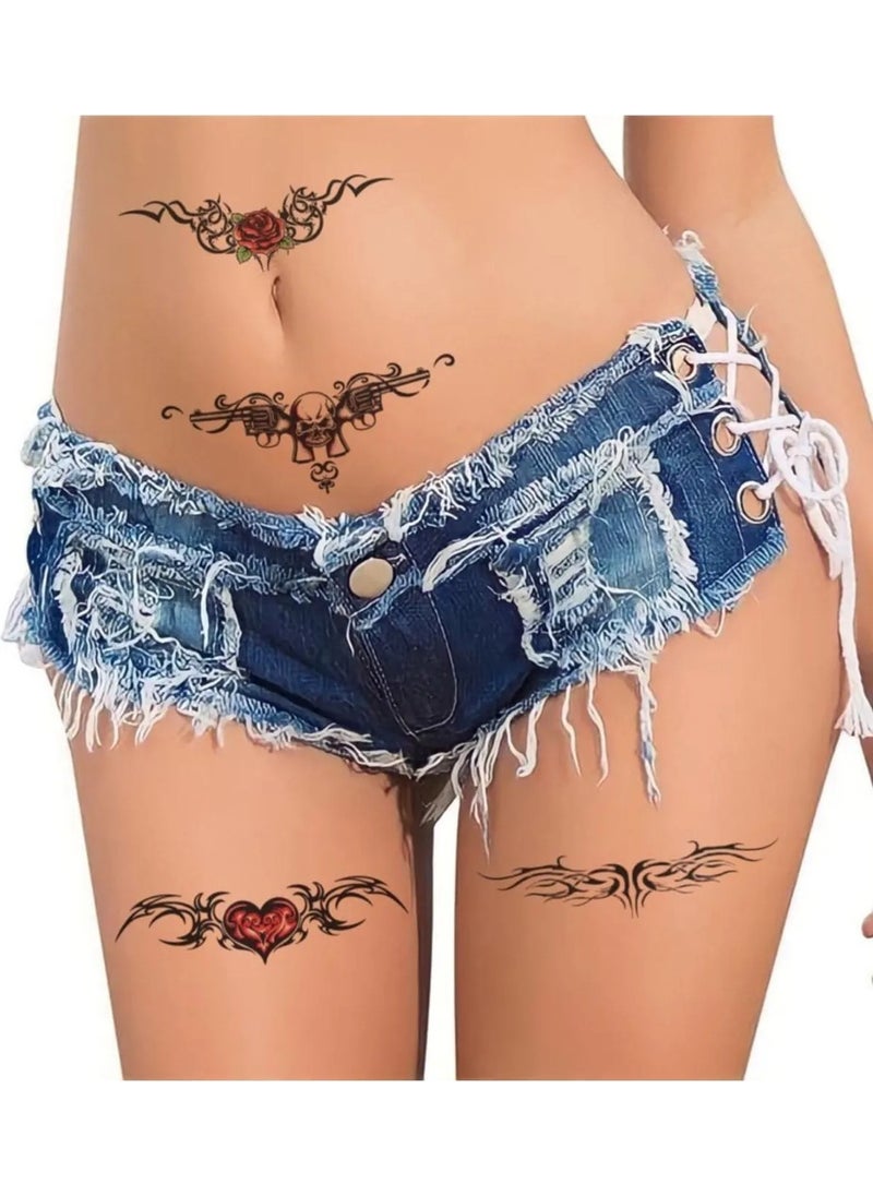 BP Tattoo - Heart Rose Pattern Female Body Waist Chest Tattoo - Image 1