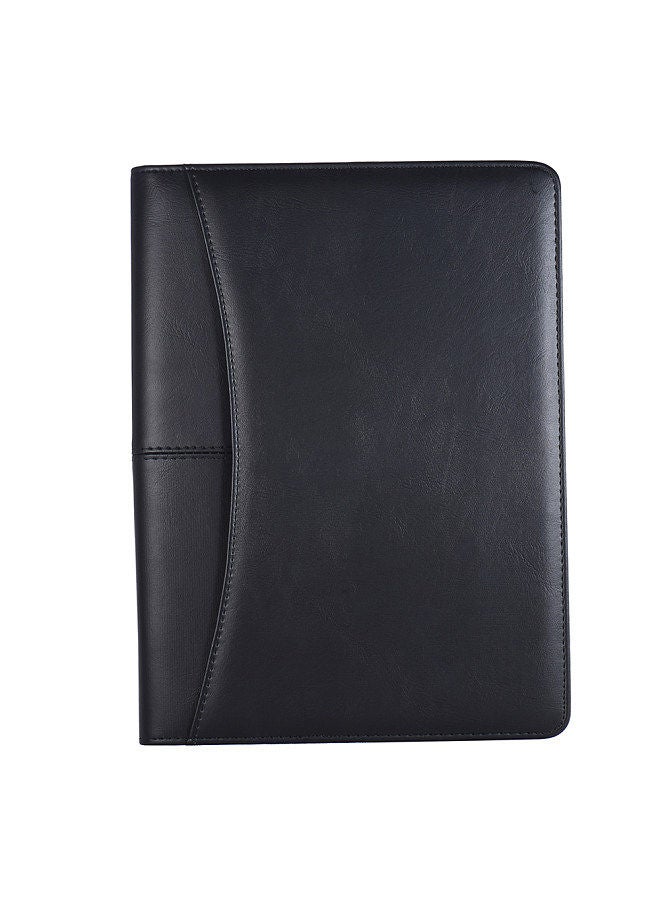 Generic Multifunctional Professional Business Portfolio Padfolio Folder Document Case Organizer A4 PU Leather Zippered Closure with Calculator Card Holder Memo Note Writing Pad  - Image 2