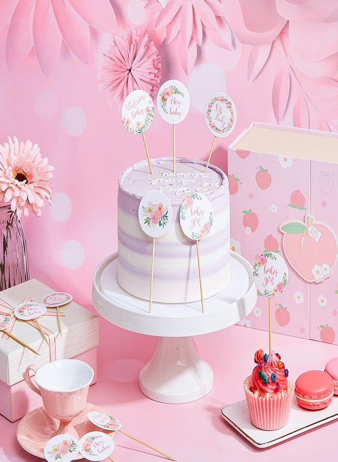 Yexiya Baby Cupcake Toppers Baby Shower Party Supplies Picks Floral Theme Gender Reveal Cupcakes Cake Decorations for Birthday Party(48 Pcs) - Image 3