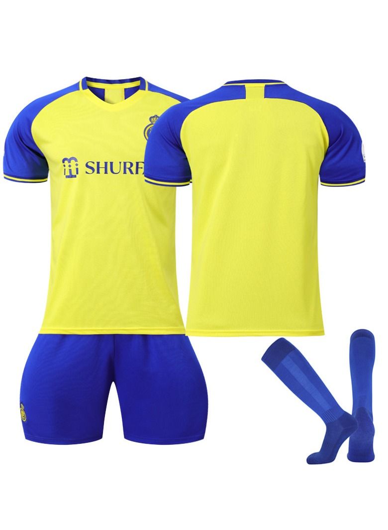 Y&D Ronaldo No #7 Nassr Riyadh Al Home Football Soccer Jersey/Shorts Socks Gift Set Youth Sizes  - Image 1