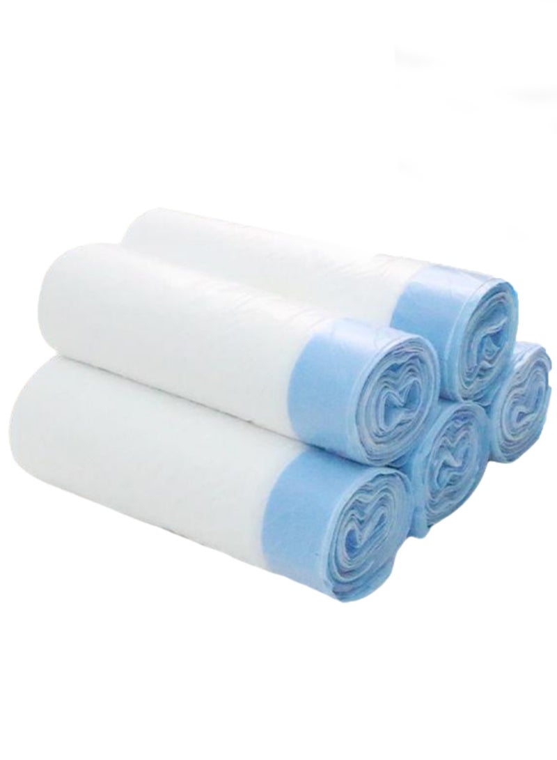 كيس قمامة منزلي برباط سميك قابل للحمل وإغلاق تلقائي، كيس قمامة أبيض برباط - Image 1