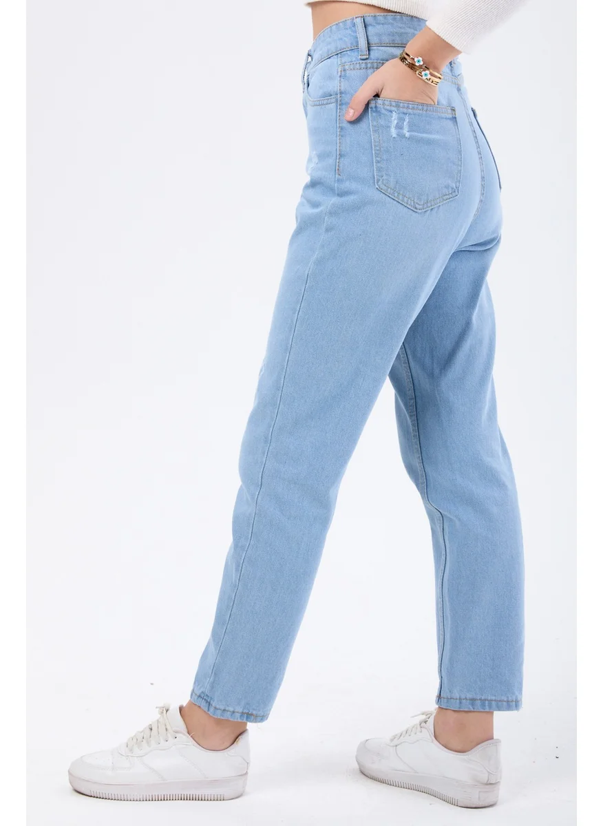 Tofisa 23668-ICE-BLUE High Waist Mom Jeans