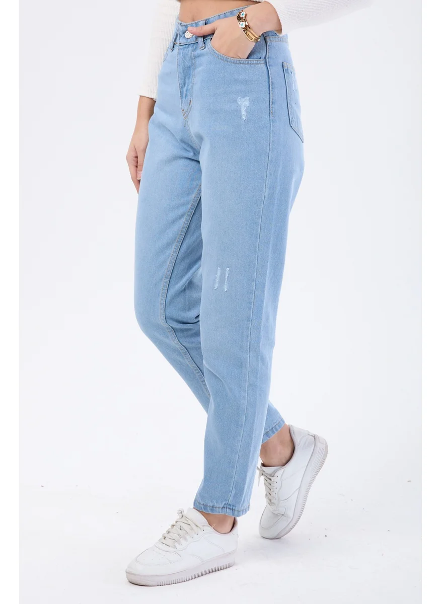 Tofisa 23668-ICE-BLUE High Waist Mom Jeans