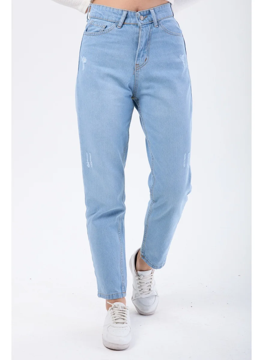 Tofisa 23668-ICE-BLUE High Waist Mom Jeans