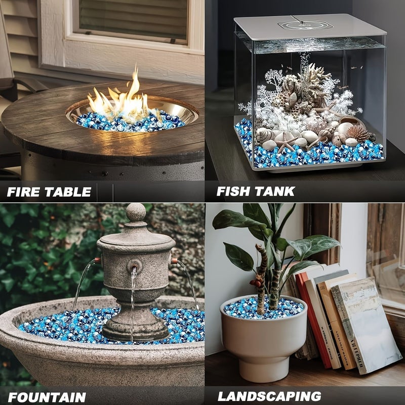 30 Pieces Mixed Color Fire Glass Gravel 1 Pound for Fire Pits Garden Decor - Image 2