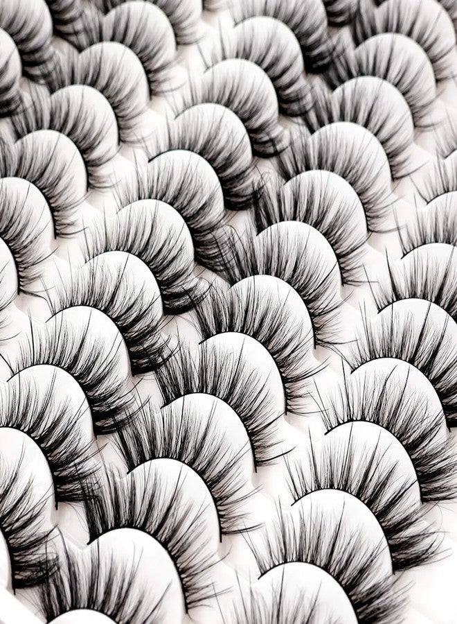 Azenlo False Eyelashes 48 Pairs Faux Mink Lashes 14mm Wispy Lashes 3D Fluffy Cat Eye Lashes Pack Bulk Wholesale Strip Lashes(style 48-041) - Image 3