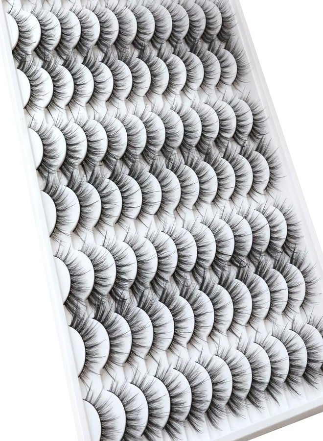 Azenlo False Eyelashes 48 Pairs Faux Mink Lashes 14mm Wispy Lashes 3D Fluffy Cat Eye Lashes Pack Bulk Wholesale Strip Lashes(style 48-041) - Image 5