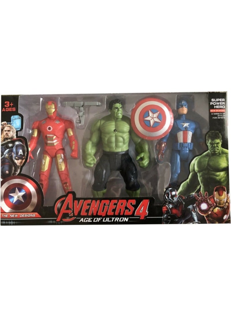 AVENGERS 4 Big Figure Set 3-Piece Hulk Captain America Ironman 