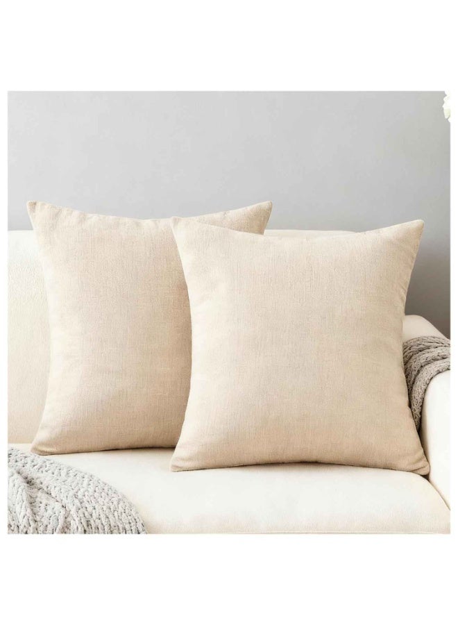 2pcs,Throw Pillow Covers,Linen Cushion Covers 45x45cm,Beige Throw Pillow Covers for Sofa, Couch, Bed,Breathable & Decorative - Image 1