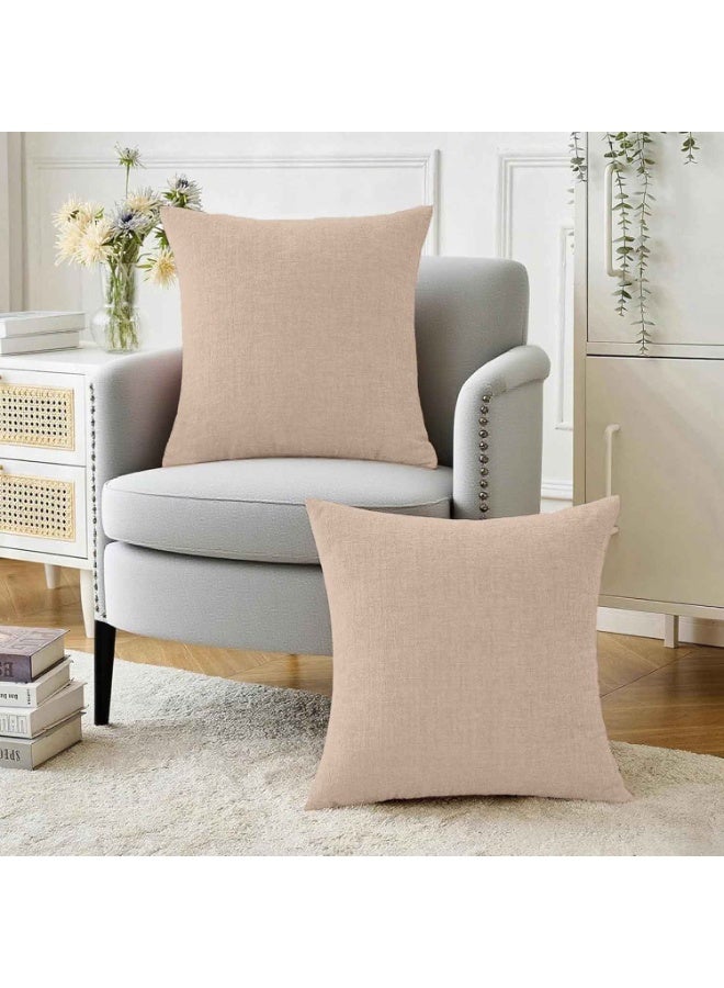 2pcs,Throw Pillow Covers,Linen Cushion Covers 45x45cm,Beige Throw Pillow Covers for Sofa, Couch, Bed,Breathable & Decorative - Image 3