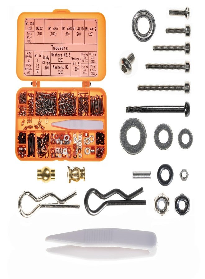 RampCrab Screws Kit for SCX24 AX24 RC Car, Cup Head, 380 Pcs, 304 Stainless Steel Screws, Bearing & Screws Set with Box for 1/24 RC Crawler Car Axial SCX24 C10 Deadbolt JLU Gladiator Bronco - Image 1