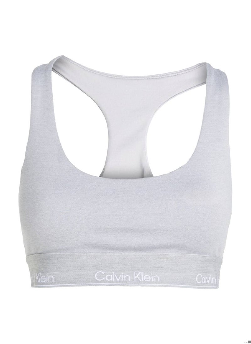 CALVIN KLEIN - Women's Medium Impact Sports Bra - Polyester, Grey - Image 1