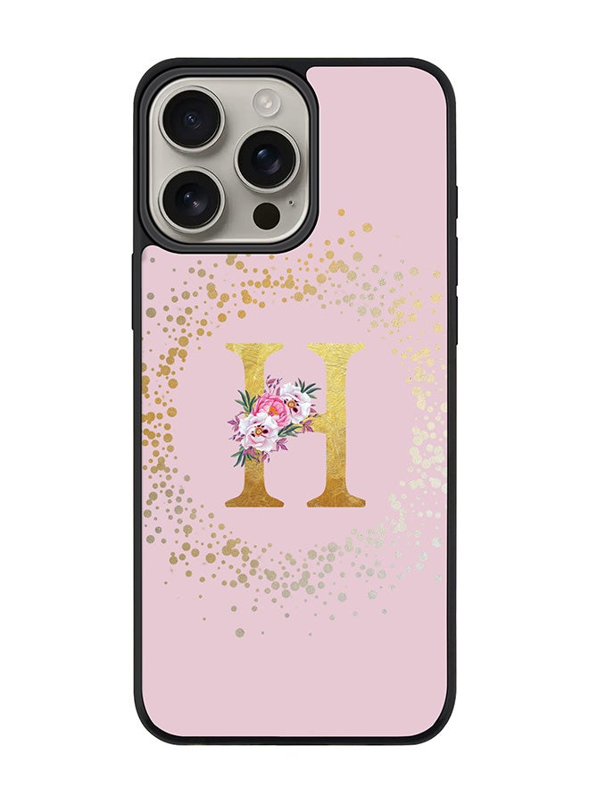 Stylizedd غطاء آيفون 16 برو ماكس لحالة [متوافق مع ماج سيف] غطاء مغناطيسي نحيف لهاتف آيفون 16 برو ماكس - مونوغرام مخصص بنمط زهور - H (وردي) - Image 1