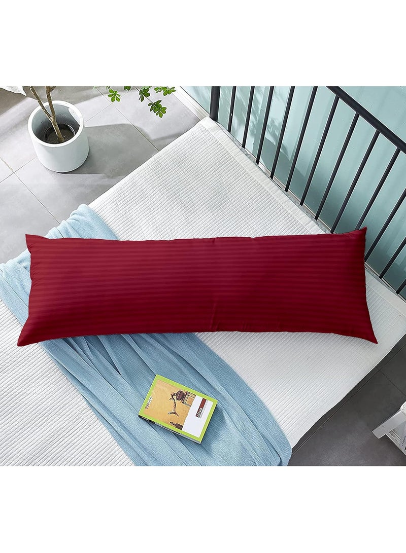DubaiGallery Long Body Pillow 1pc, Fabric: 100% Polyester 85 GSM Microfiber 1 cm Stripe Super Soft, Filling: 1300 gm Hollow Fiber Comfort, Breathable & Ultra Soft , Size: 45 x 120 cm - Image 1