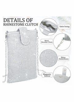 Excefore Women Evening Handbag, Evening Clutch Purses for Women Metal Mesh Small Crossbody Bag Cell Phone Purse Wallet Bling Lady Purses Mesh Wallet  - Image 4