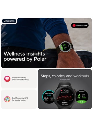 ساعة موتو الذكية والأجهزة القابلة للارتداء، تتبع بواسطة POLAR، شاشة OLED بحجم 1.4 بوصة، إطار من الألمنيوم بحجم 47 مم، زجاج غوريلا 3، IP68، اتصال بلوتوث، عمر بطارية يزيد عن 13 يومًا - view 3