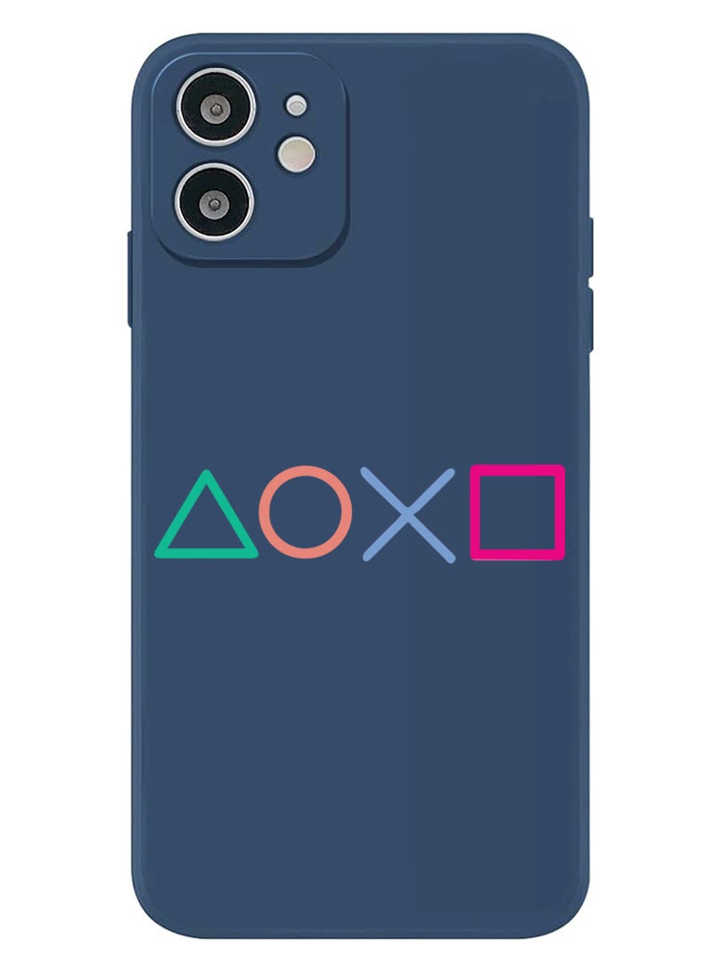 Theodor Protective Slim Fit Case Liquid Silicone Cover with Full Body Protection Anti-Scratch Shockproof Case For iPhone 12 Blue  - PS sumbol - Image 1