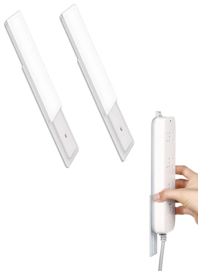YOMITH Self-Adhesive Punch-Free Socket Holder, Wall Mount Plug-in Power Strip Fixer, Extension Power Board Holder for Home & Office (Pack of 2, White) - Image 1