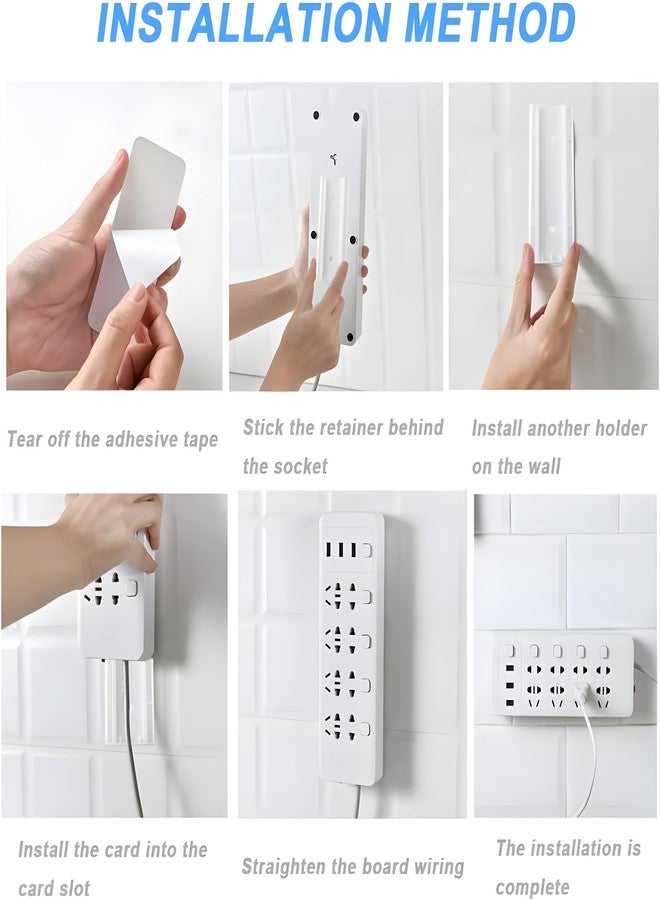 YOMITH Self-Adhesive Punch-Free Socket Holder, Wall Mount Plug-in Power Strip Fixer, Extension Power Board Holder for Home & Office (Pack of 2, White) - Image 4