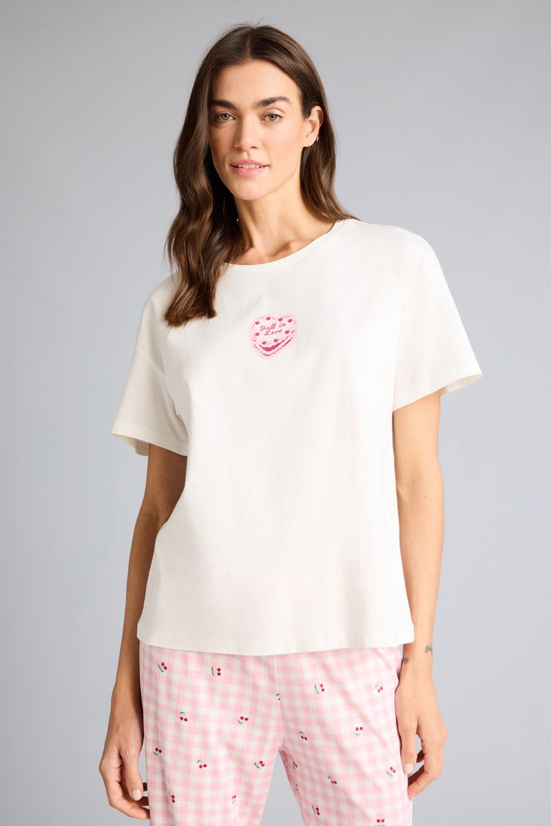 ديفاكتو طقم بيجاما قصة عادية نص كم - قطعتين - Image 3