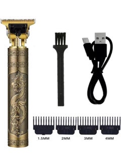 Buffer ® Vintage Look Powerful USB Rechargeable Manual Shaver with 4 Different Heads  - Image 1