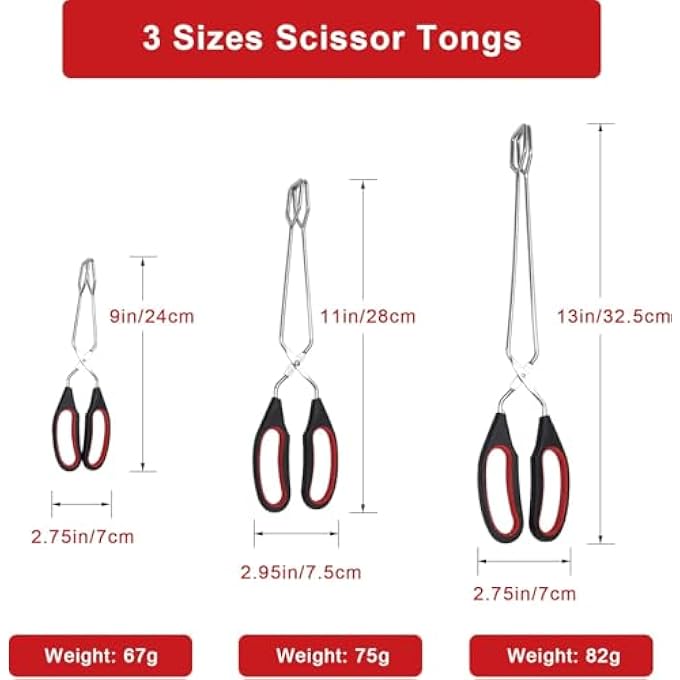 SWIUKPHE مجموعة من 3 ملقط طعام من الفولاذ المقاوم للصدأ للطهي والشواء وملقط لتقليب الطعام، أداة 91113 بوصة - Image 2